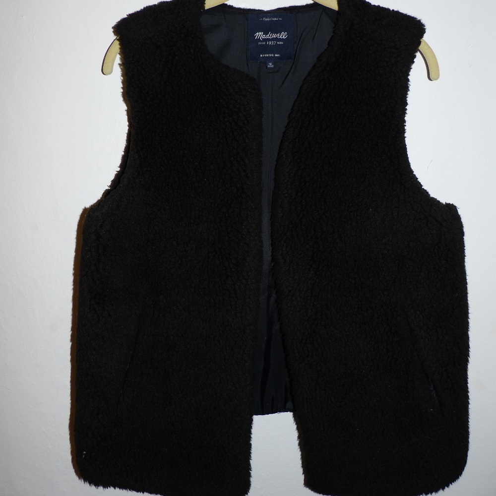 Madewell | Faux Shearling Black Vest | Medium